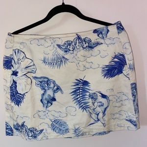 Blue and off white denim skirt